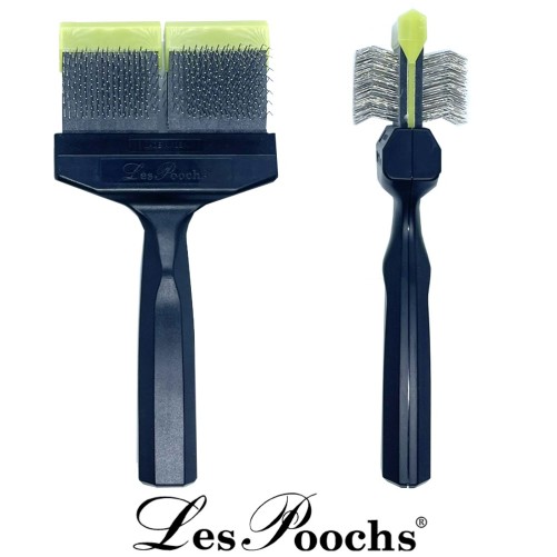 brosse-les-poochs-green-verte-pro-brush-simple-large-groom-attitude-poils-longs-et-fins