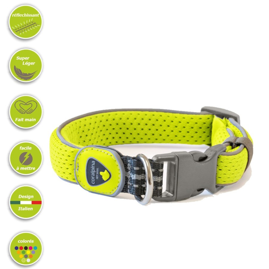 collier-pour-chien-réfléchissant-jaune- fluo-cinquetorri-groom-attitude-pet-soul-corapina